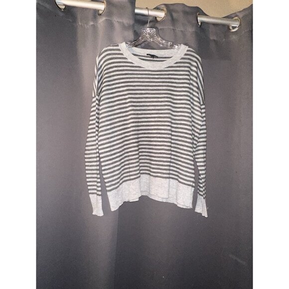 EILEEN FISHER Sweater Tencel Wool Alpaca Grey Black  Stripe Small - Picture 1 of 3